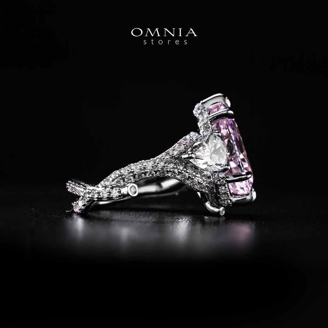 Omnia Fayruz Pink and White Silver Ring In 925 Silver High Quality Certified Lab Crafted Stones - OMNIASTORES UAE
