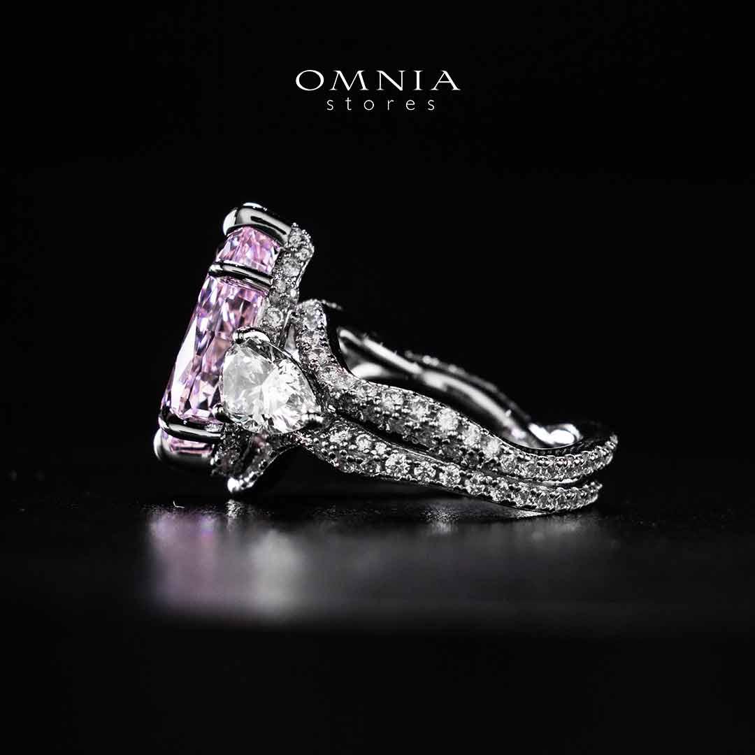Omnia Fayruz Pink and White Silver Ring In 925 Silver High Quality Certified Lab Crafted Stones - OMNIASTORES UAE