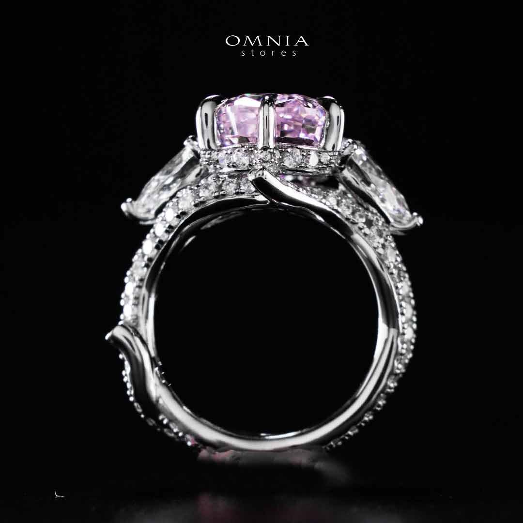 Omnia Fayruz Pink and White Silver Ring In 925 Silver High Quality Certified Lab Crafted Stones - OMNIASTORES UAE