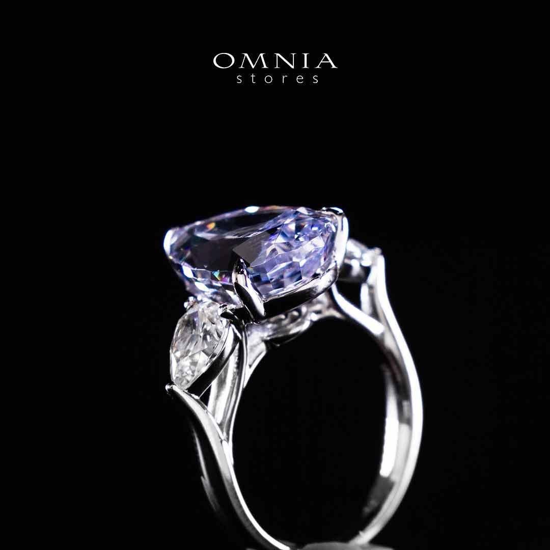 Omnia Nadira Light Purple and White Silver Ring In 925 Silver High Quality Certified Lab Crafted Stones - OMNIASTORES UAE