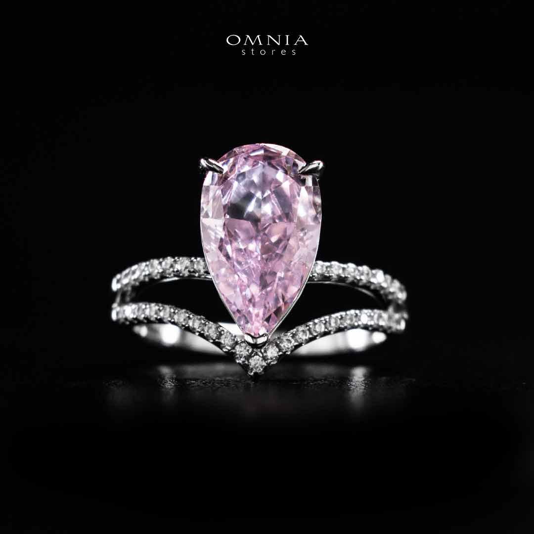 Omnia Zahina Pink and White Silver Ring In 925 Silver High Quality Certified Lab Crafted Stones - OMNIASTORES UAE