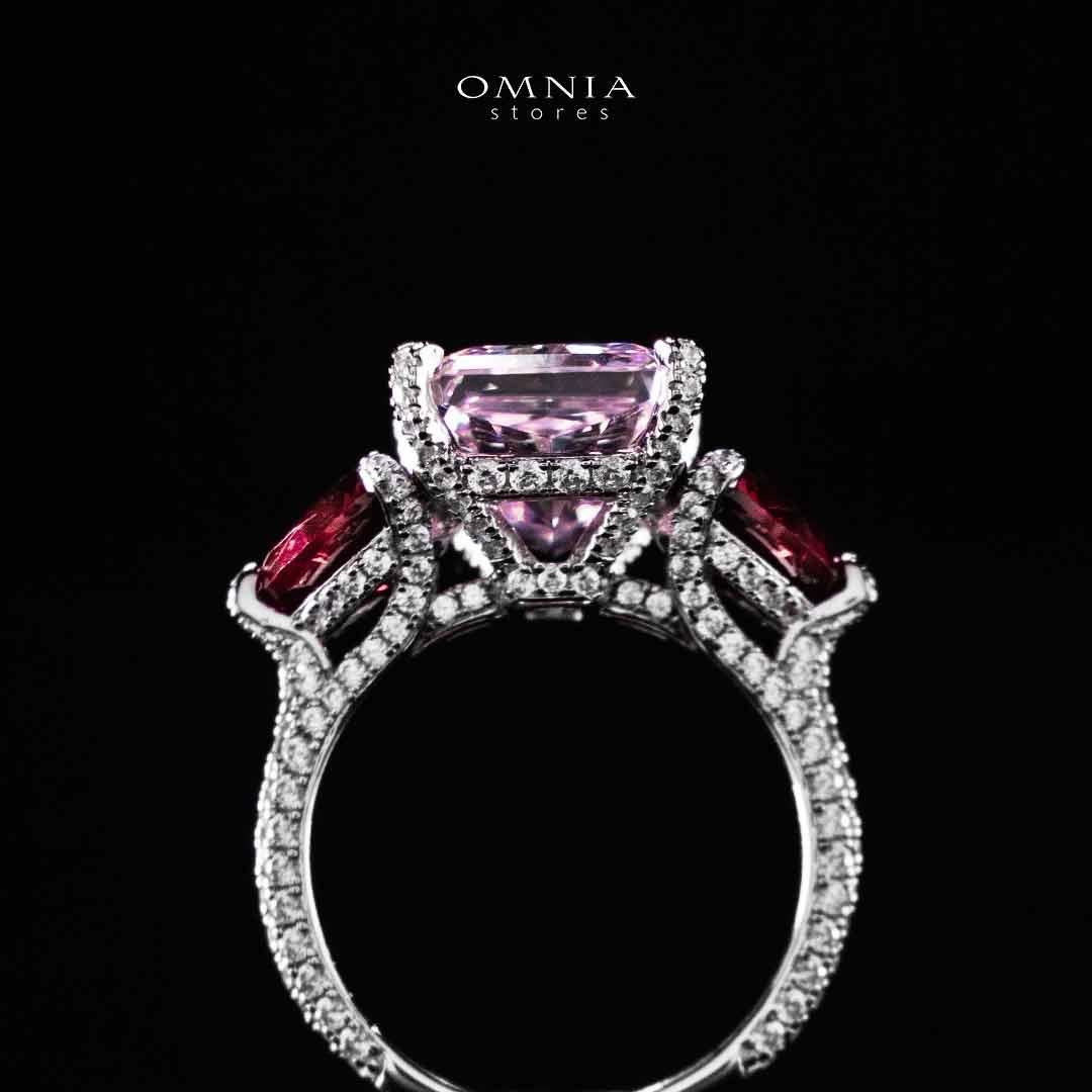 Omnia Salima Multi Color Silver Ring In 925 Silver High Quality Certified Lab Crafted Stones - OMNIASTORES UAE