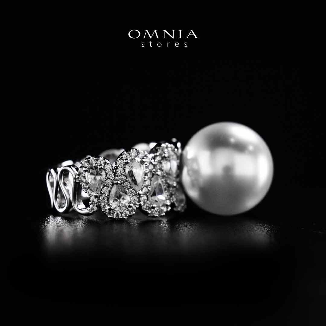 Omnia Salima Pearl White Silver Ring In 925 Silver High Quality Lab Crafted Stones - OMNIASTORES UAE