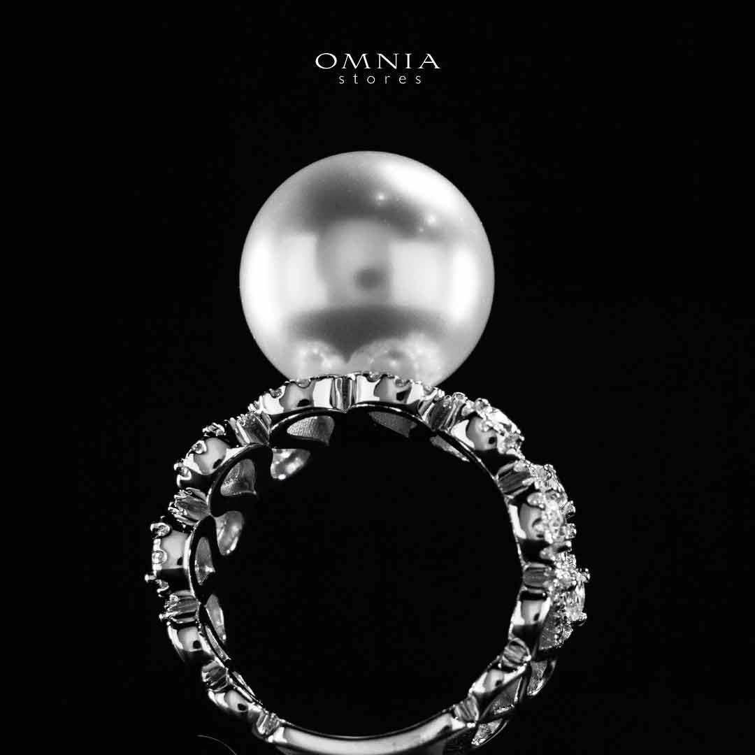 Omnia Salima Pearl White Silver Ring In 925 Silver High Quality Lab Crafted Stones - OMNIASTORES UAE