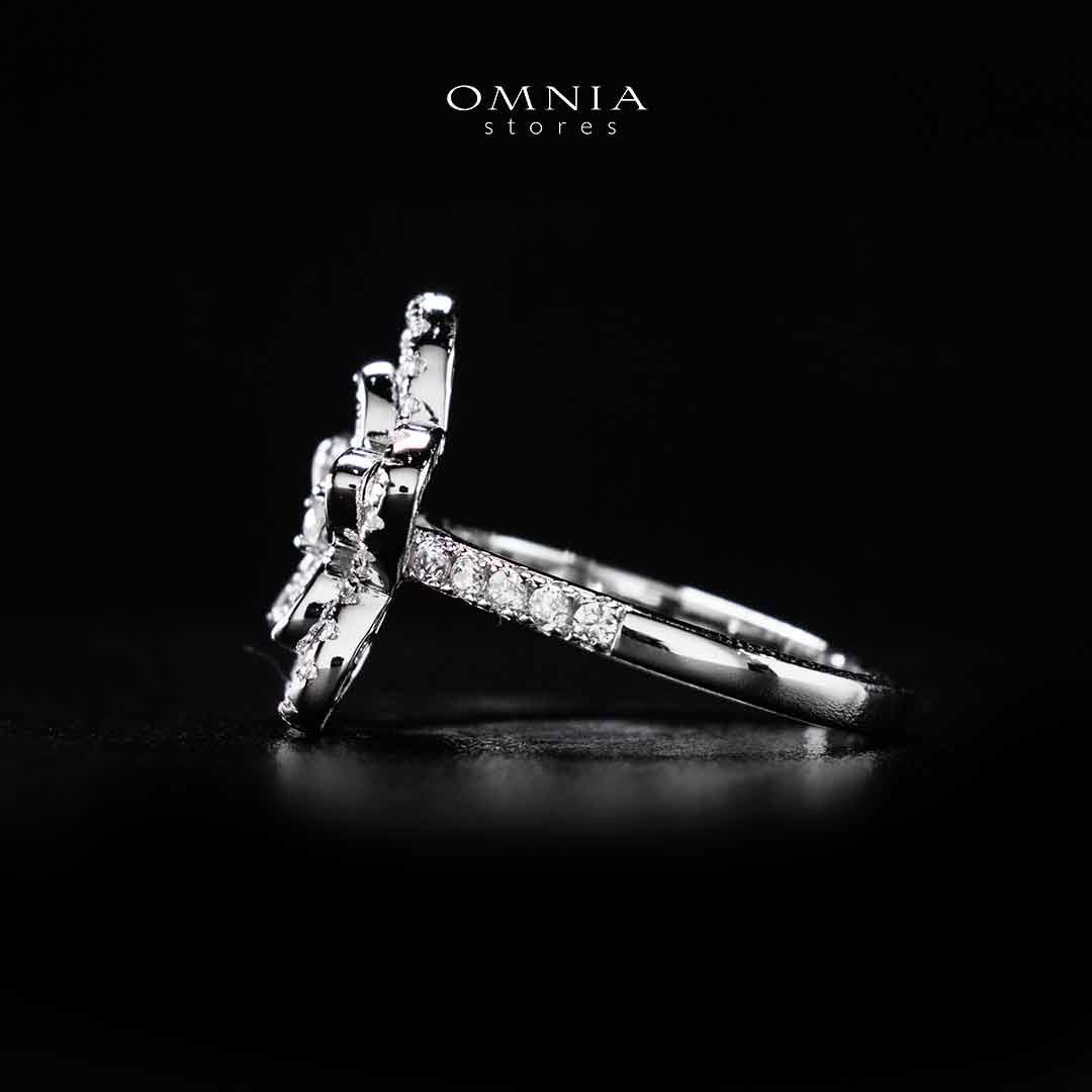 Omnia Areebah Flower Silver Ring In 925 Silver High Quality Certified Lab Crafted Stones - OMNIASTORES UAE