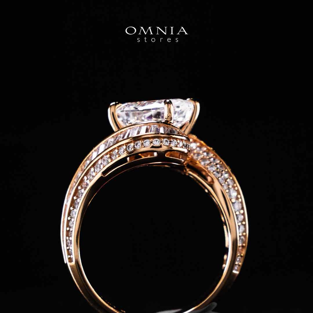 Omnia Rameen Rose Gold Twist Ring In 925 Silver High Quality Certified Lab Crafted Stones - OMNIASTORES UAE
