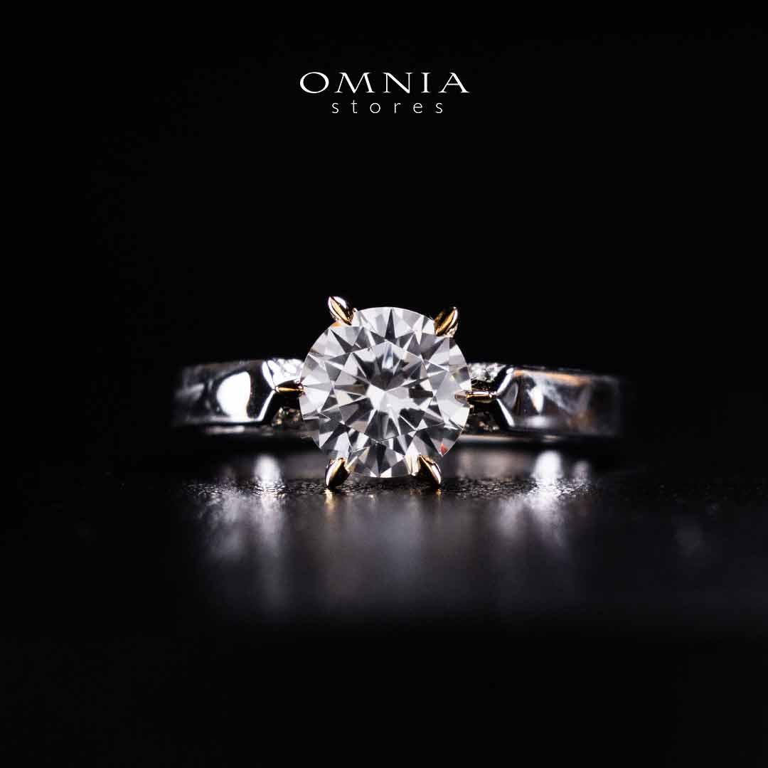 Omnia Mahnoor Gold With Silver Ring In 925 Silver High Quality Certified Lab Crafted Stones - OMNIASTORES UAE