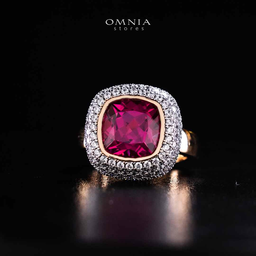 Omnia Rafidah Red Rose Gold Ring In 925 Silver High Quality Certified Lab Crafted Stones - OMNIASTORES UAE
