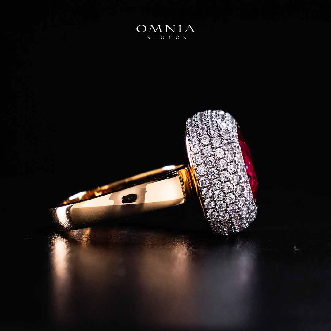 Omnia Rafidah Red Rose Gold Ring In 925 Silver High Quality Certified Lab Crafted Stones - OMNIASTORES UAE