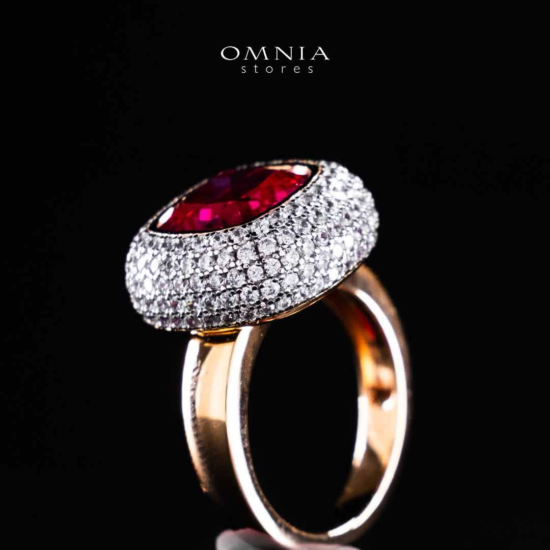 Omnia Rafidah Red Rose Gold Ring In 925 Silver High Quality Certified Lab Crafted Stones - OMNIASTORES UAE