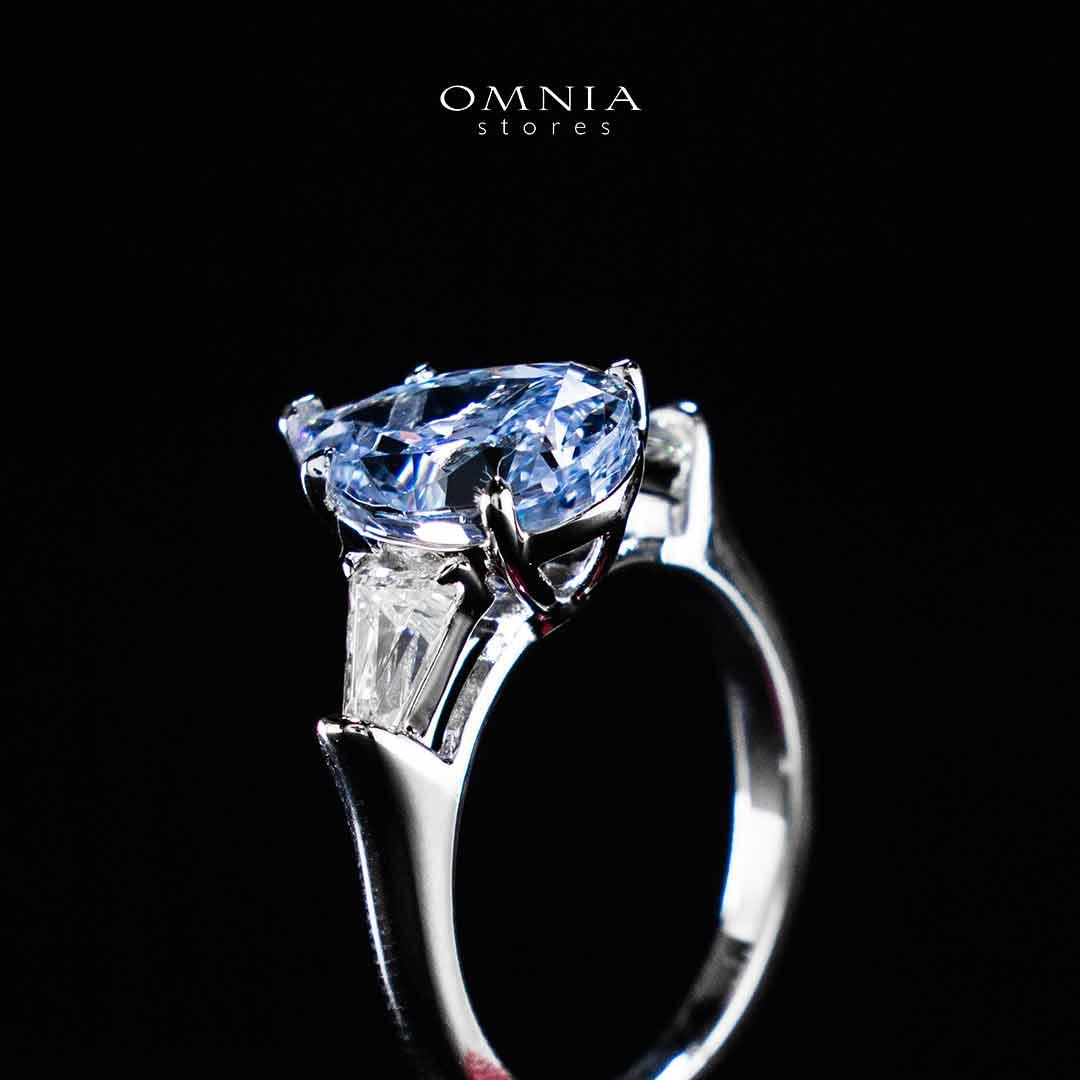 Omnia Jumanah Blue and White Silver Ring In 925 Silver High Quality Lab Crafted Stones - OMNIASTORES UAE