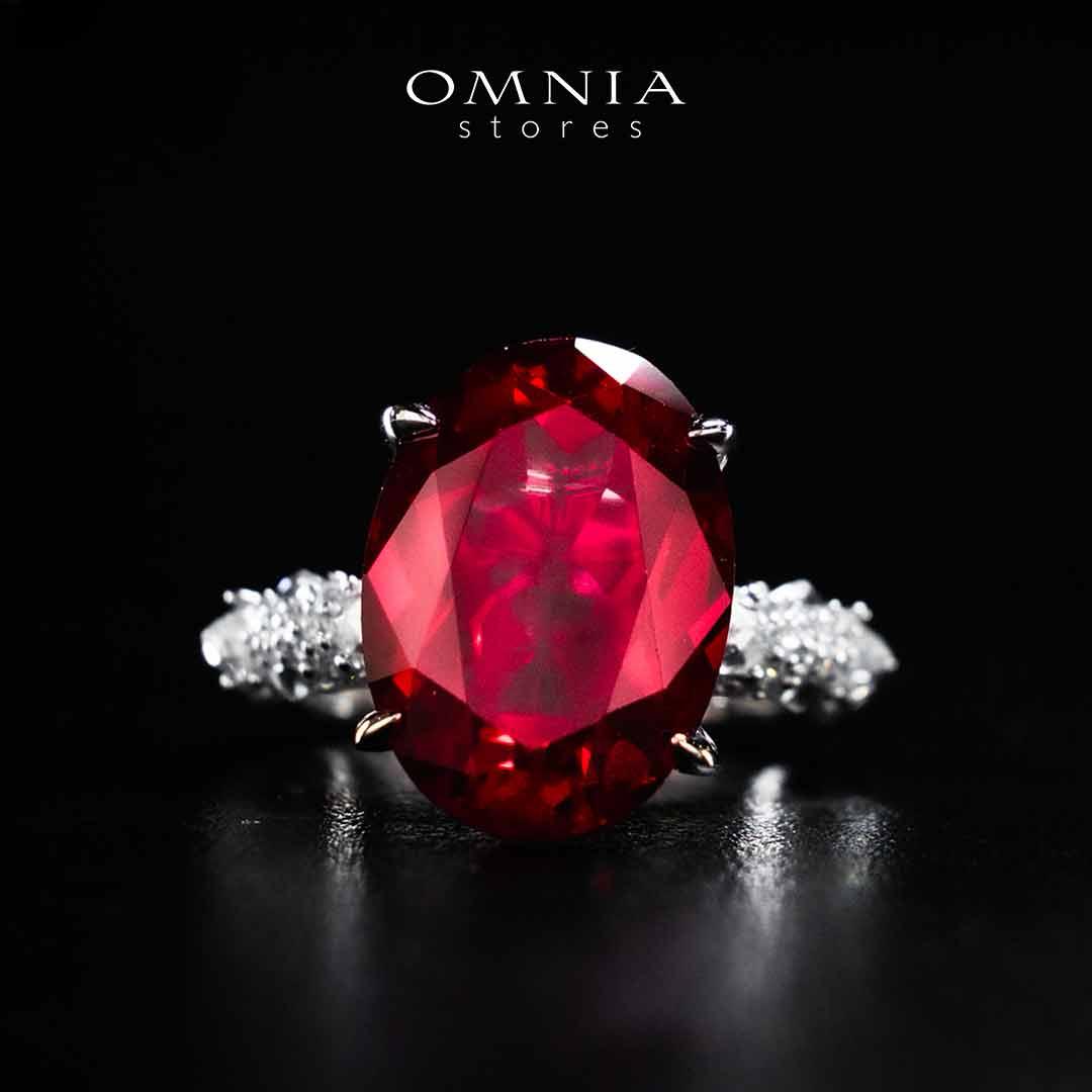 Omnia Hidaya Red Silver Ring In 925 Silver High Quality Certified Lab Crafted Stones - OMNIASTORES UAE