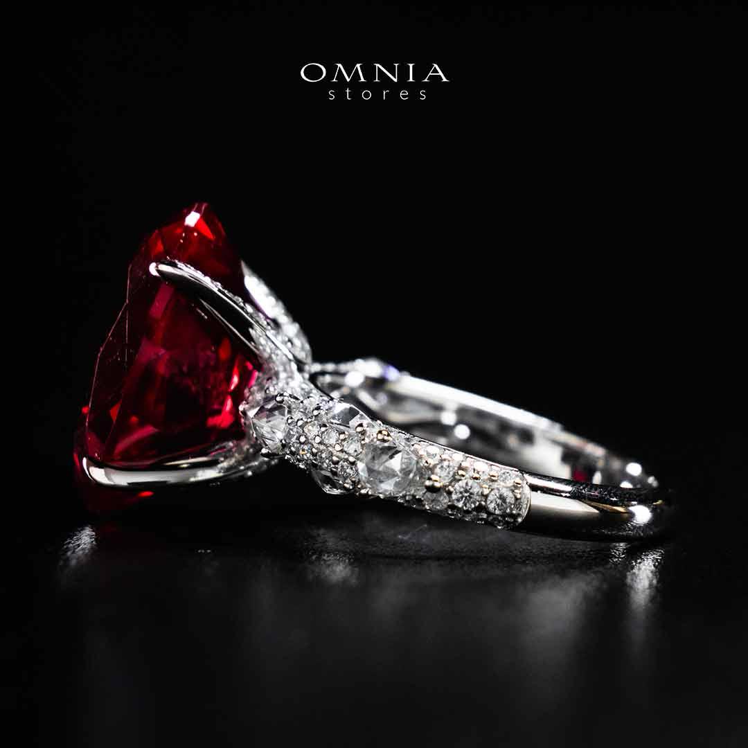 Omnia Hidaya Red Silver Ring In 925 Silver High Quality Certified Lab Crafted Stones - OMNIASTORES UAE