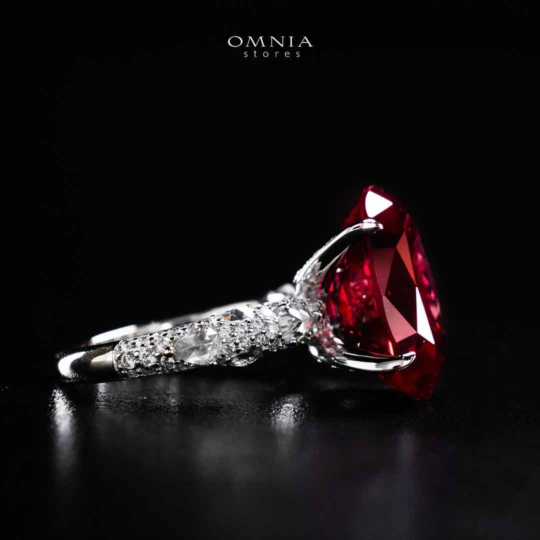 Omnia Hidaya Red Silver Ring In 925 Silver High Quality Certified Lab Crafted Stones - OMNIASTORES UAE