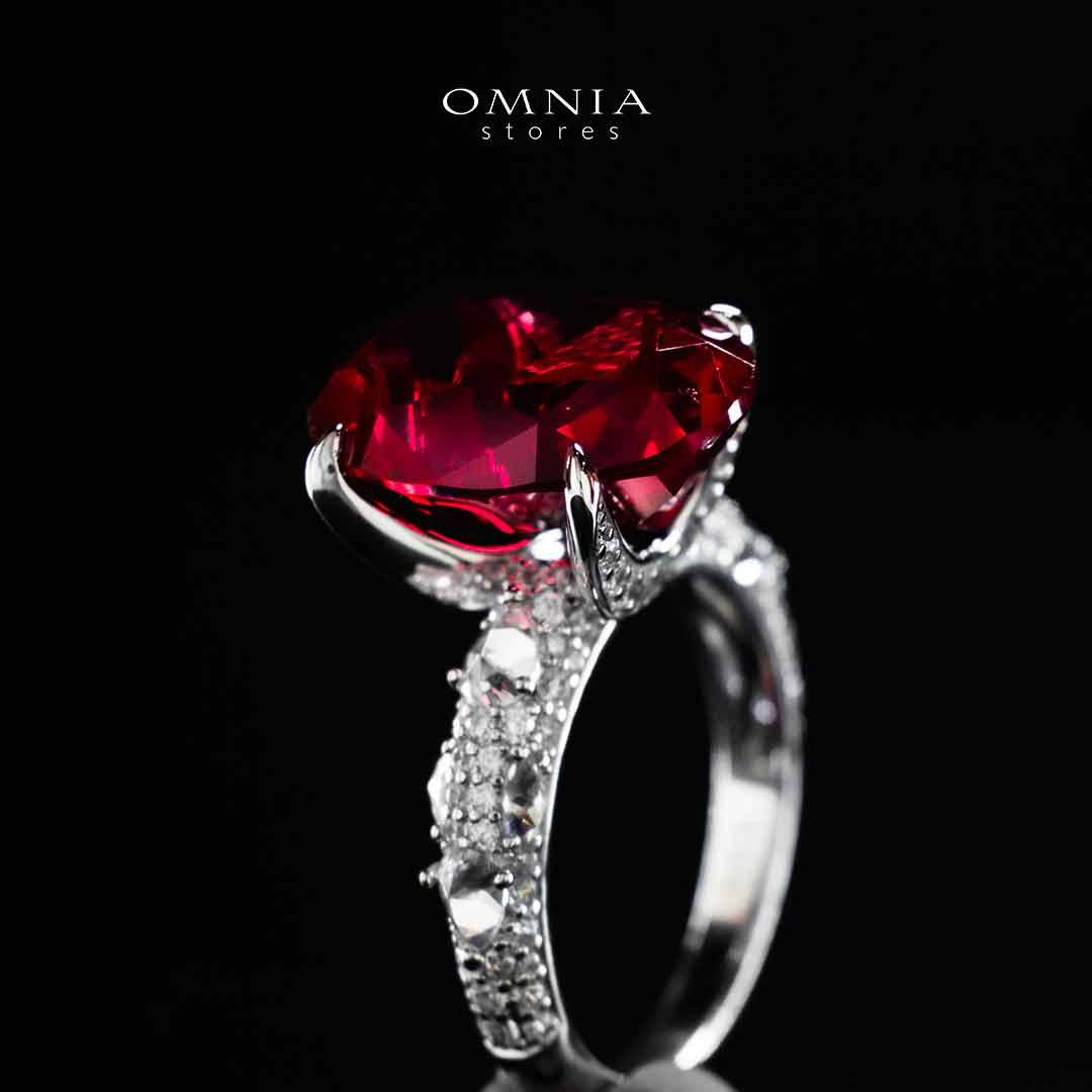 Omnia Hidaya Red Silver Ring In 925 Silver High Quality Certified Lab Crafted Stones - OMNIASTORES UAE