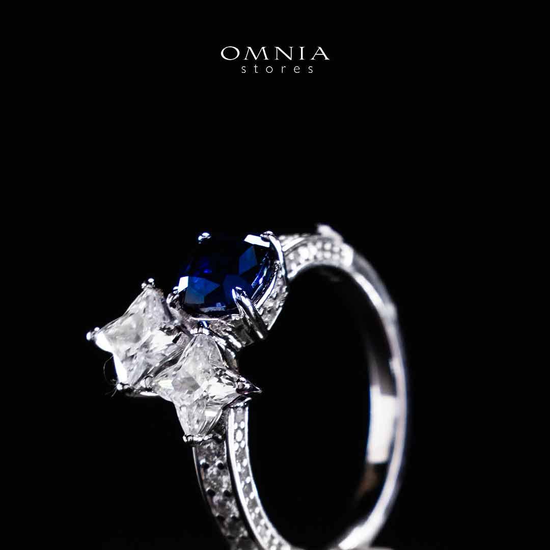 Omnia Rashida Star Blue Silver Ring In 925 Silver High Quality Certified Lab Crafted Stones - OMNIASTORES UAE