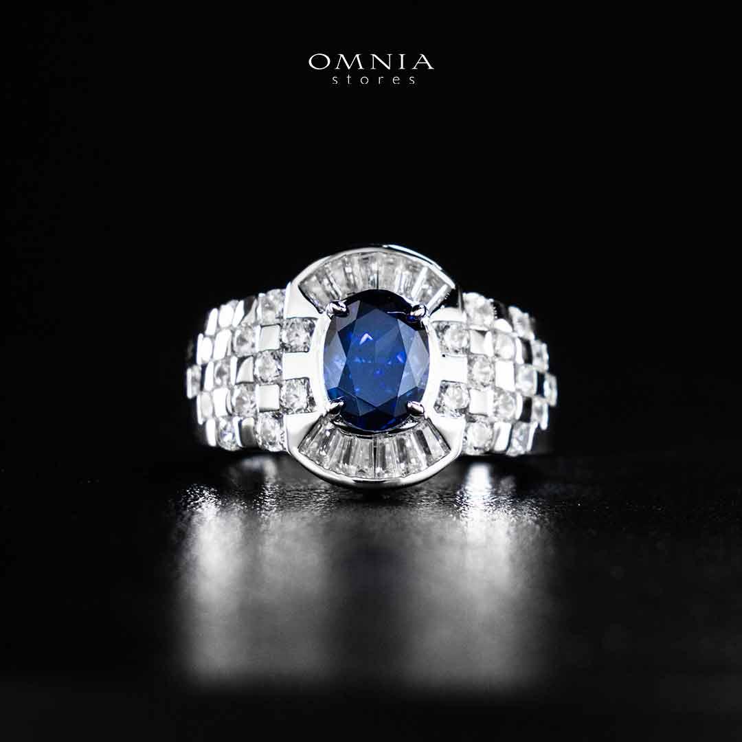 Omnia Zareena Blue Silver Ring In 925 Silver High Quality Certified Lab Crafted Stones - OMNIASTORES UAE