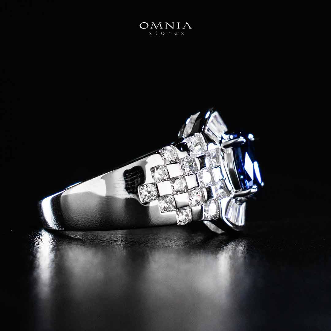 Omnia Zareena Blue Silver Ring In 925 Silver High Quality Certified Lab Crafted Stones - OMNIASTORES UAE