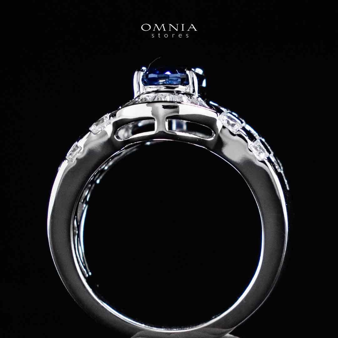 Omnia Zareena Blue Silver Ring In 925 Silver High Quality Certified Lab Crafted Stones - OMNIASTORES UAE