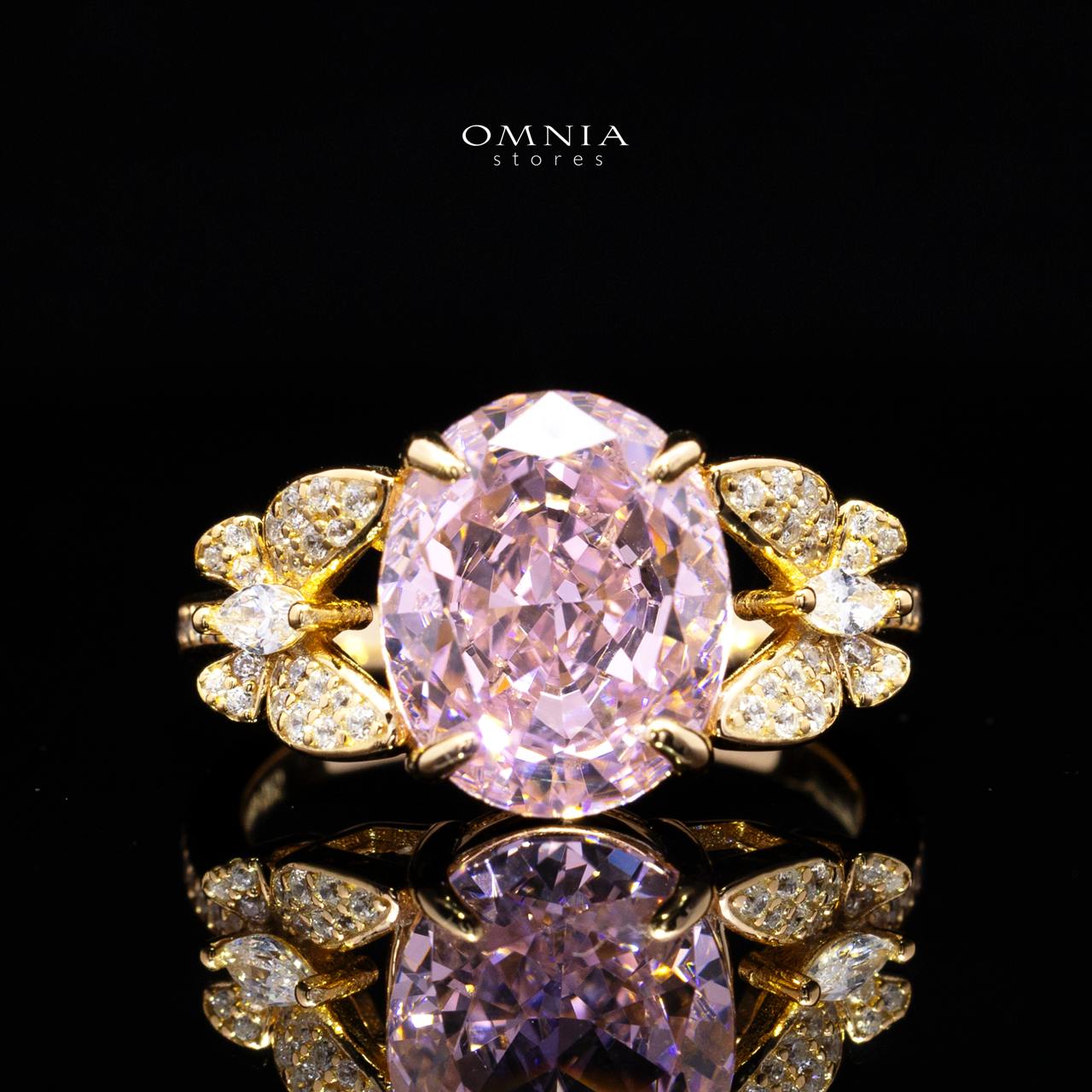 Omnia Maysun Pink Gold Plated Full Set In 925 Silver High Quality Simulated Diamonds