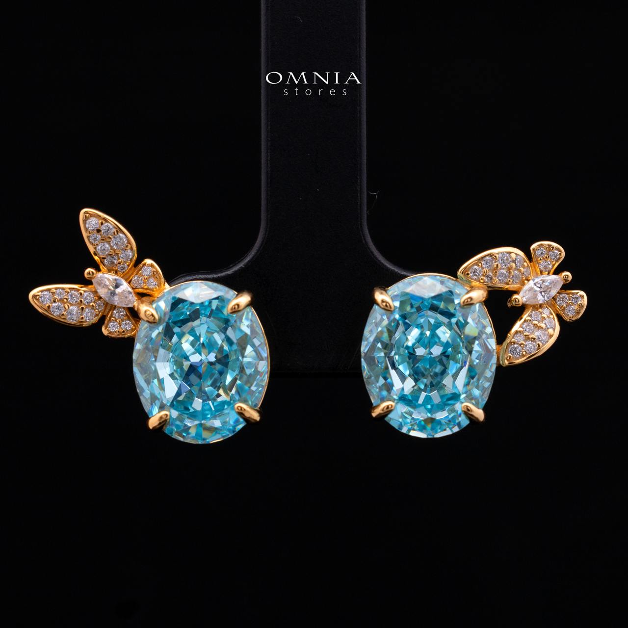 Omnia Maysun Baby Blue Gold Plated Full Set In 925 Silver High Quality Simulated Diamonds