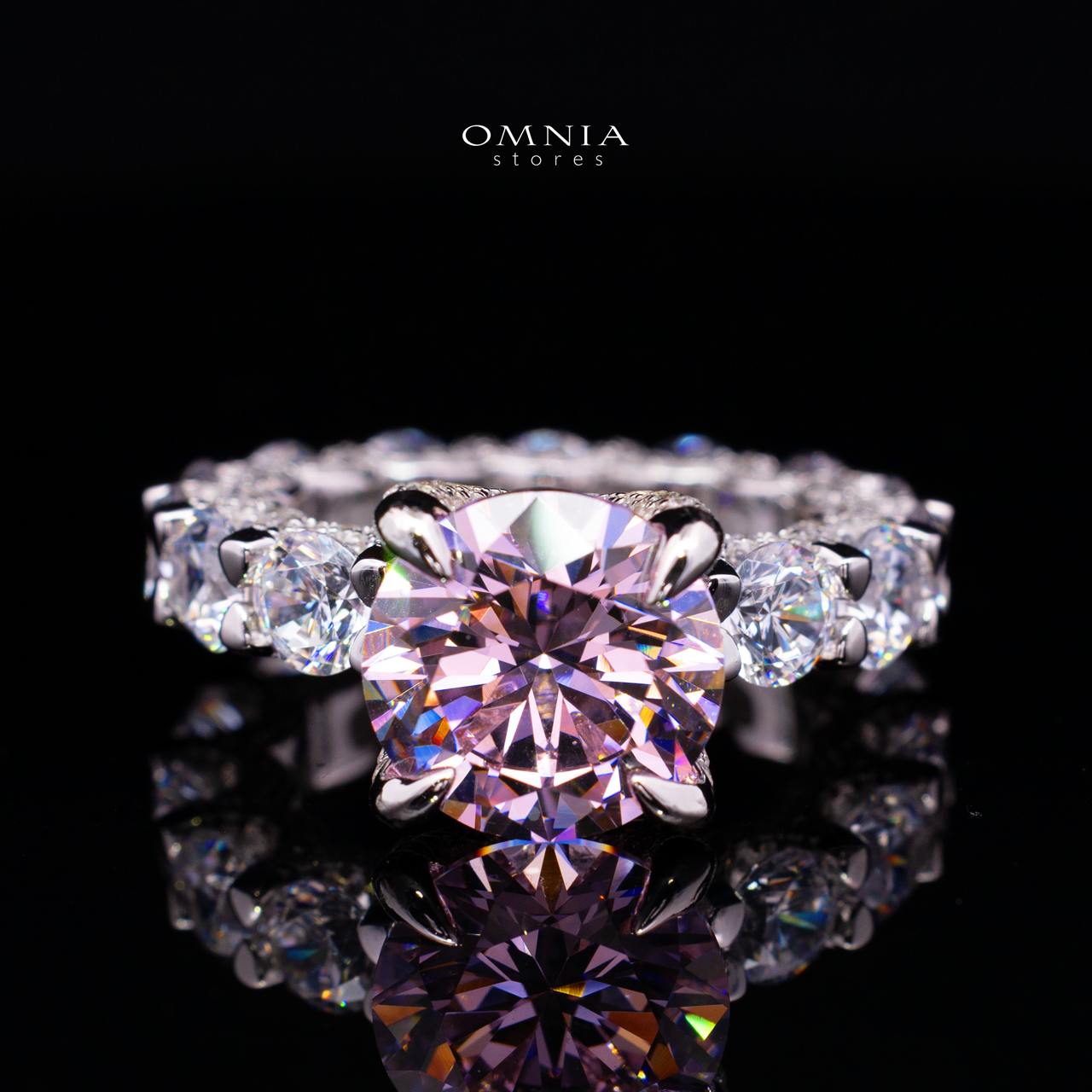Charlize Pink Princess-Cut Inspired Ring in 925 Silver with Premium Simulated Diamonds - OMNIASTORES KSA