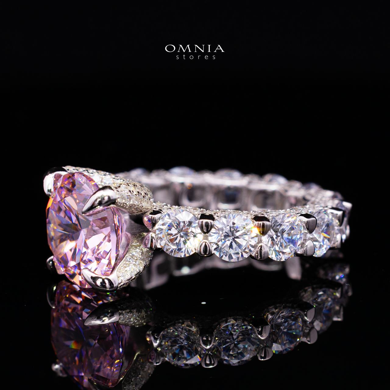 Charlize Pink Princess-Cut Inspired Ring in 925 Silver with Premium Simulated Diamonds - OMNIASTORES KSA