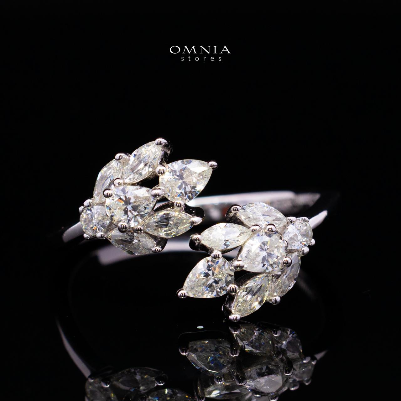 Lorraine White Leaf-Inspired Ring in 925 Silver with Premium Simulated Diamonds - OMNIASTORES KSA