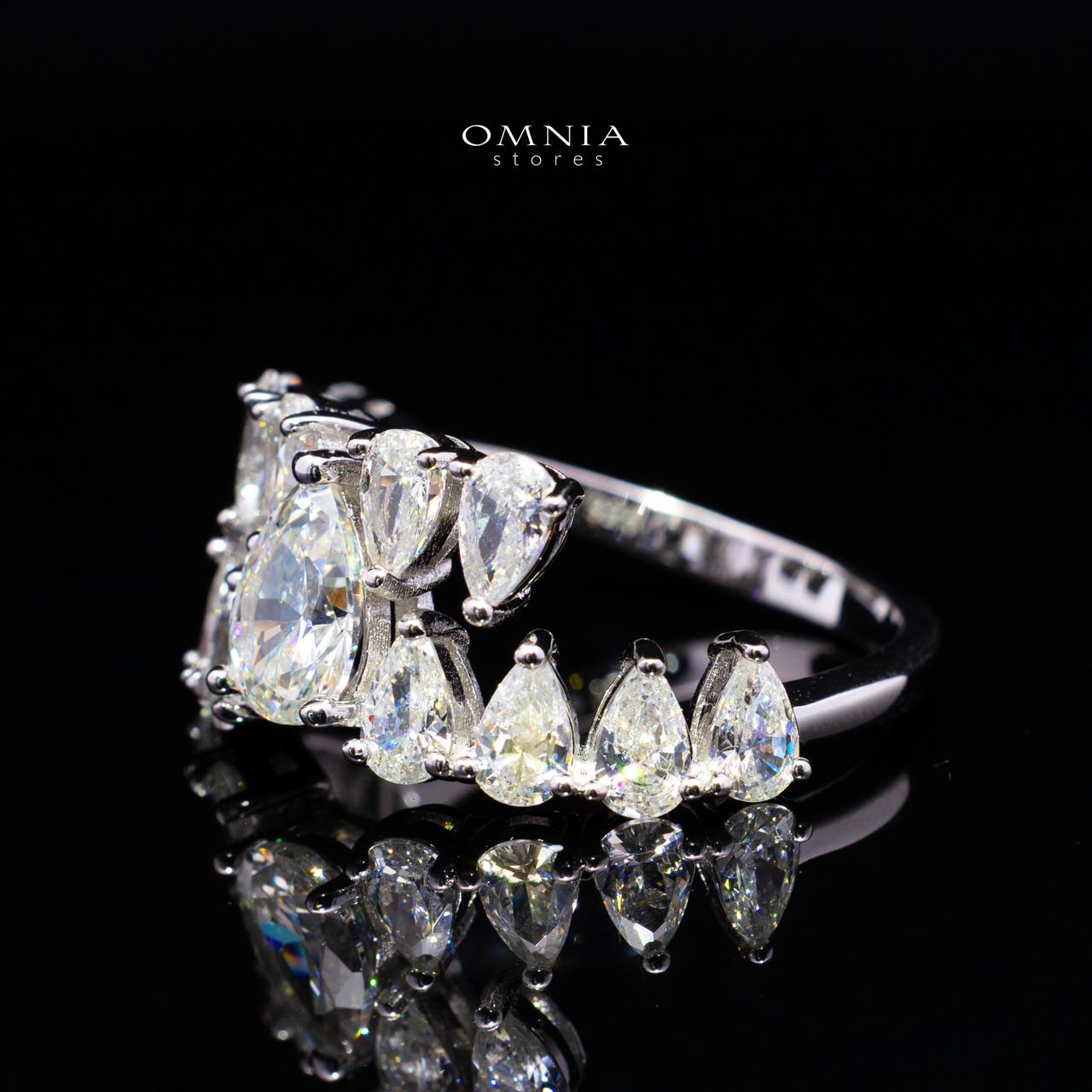 Cheska White Pear-Cut Halo Ring in 925 Silver with Premium Simulated Diamonds - OMNIASTORES KSA
