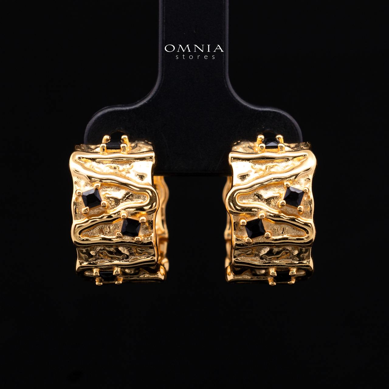 Giselle Gold-Plated Hoop Ring in 925 Silver with Premium Simulated Diamonds - OMNIASTORES KSA