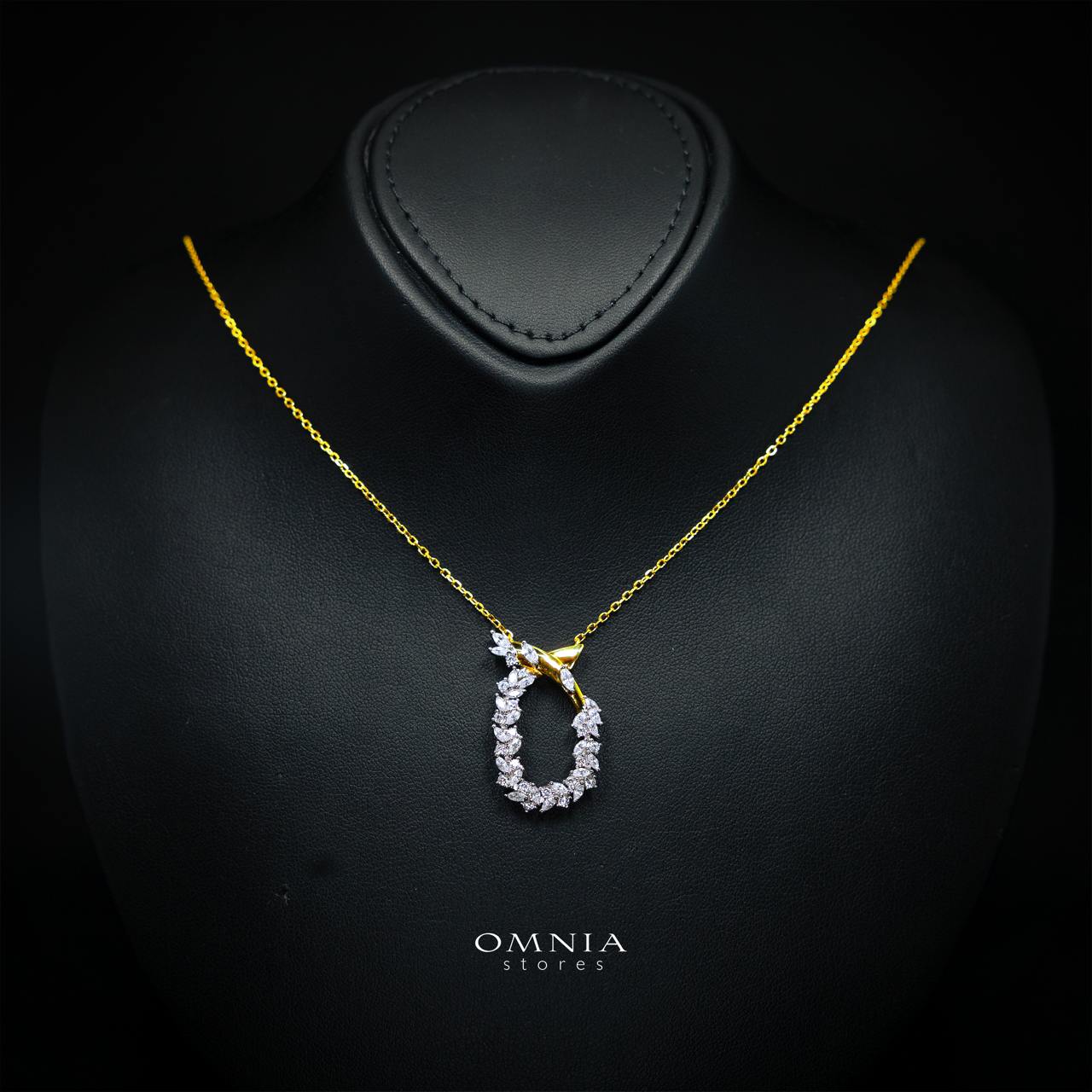 Julienne Golden Floral Necklace in 925 Silver with Premium Simulated Diamonds - OMNIASTORES KSA