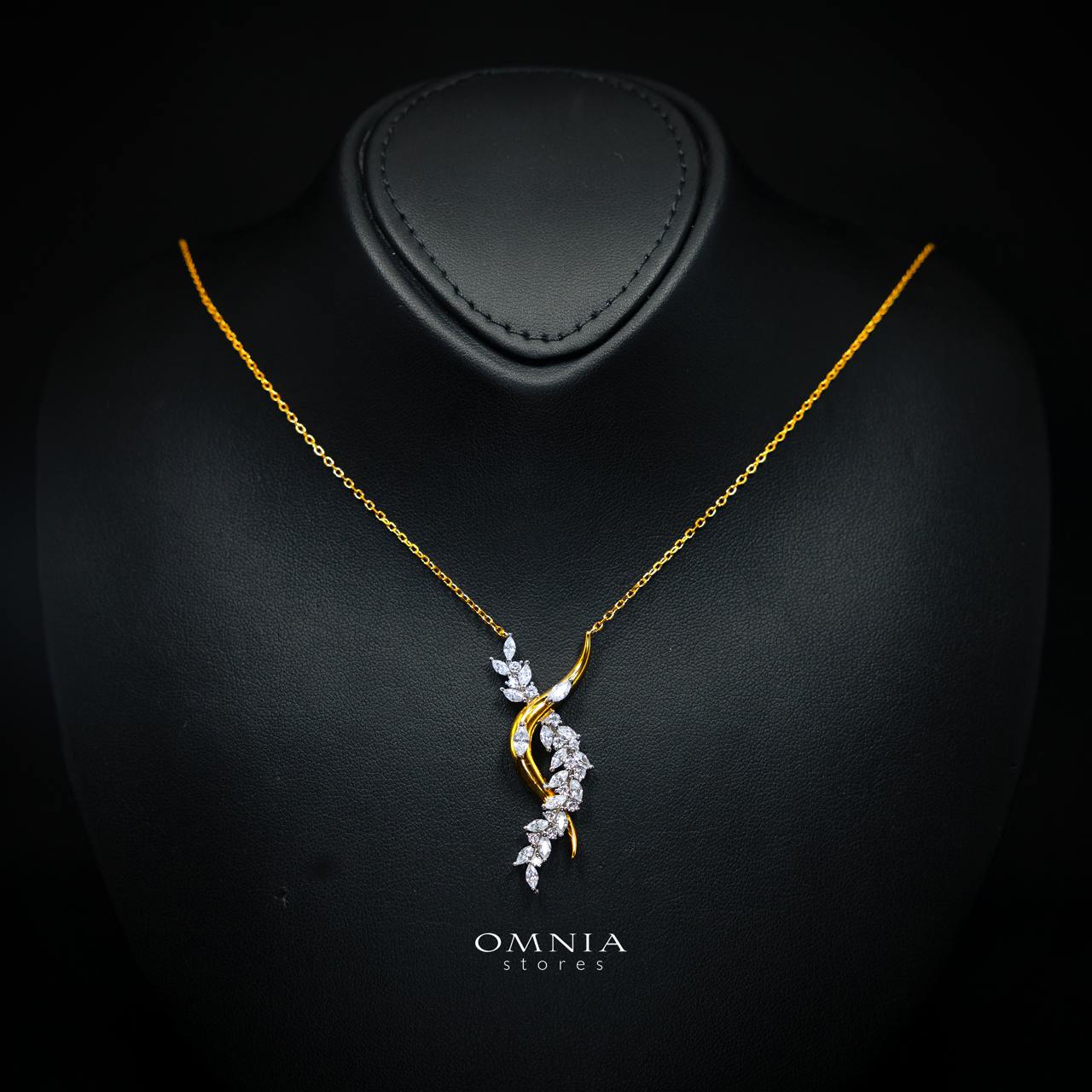 Lucille Gold-Plated Vine Necklace in 925 Silver with Premium Zircon Stones