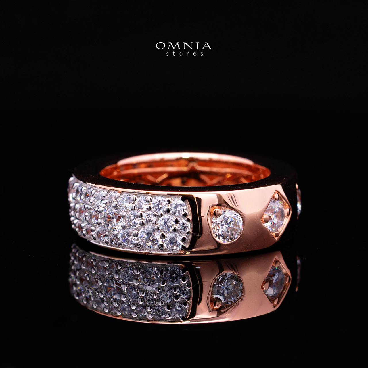 Janna Rose Gold Ring in 925 Silver with Premium Simulated Diamonds - OMNIASTORES KSA