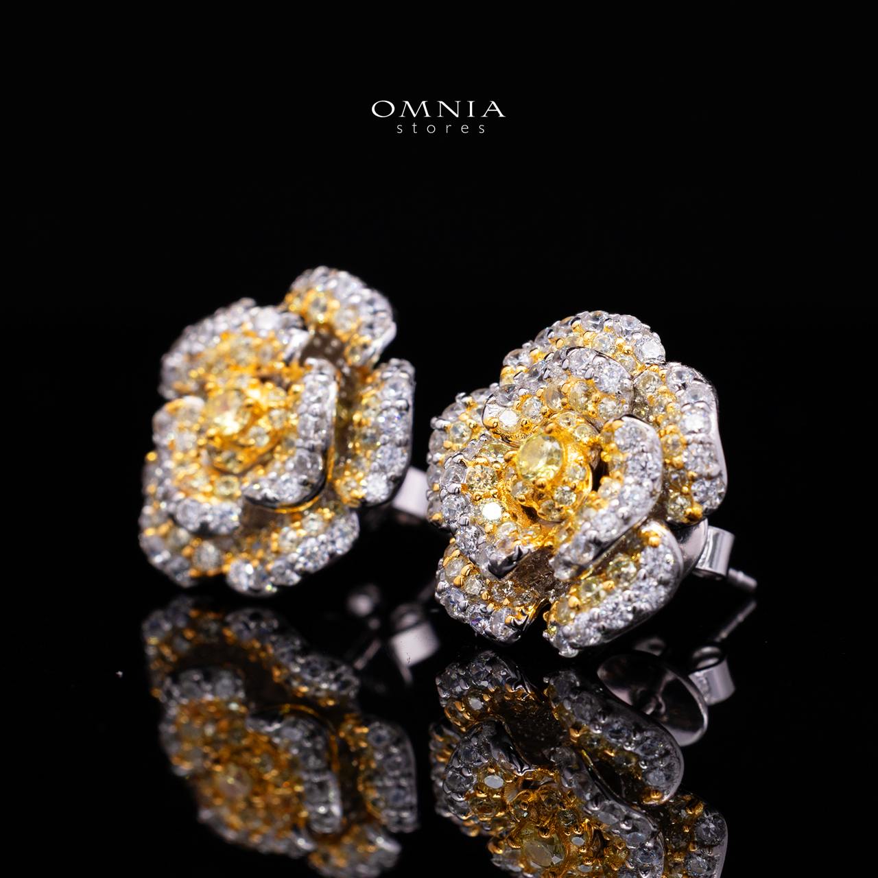 Safiyah Yellow Rose Stud Earrings 925 Sterling Silver | Premium Brilliant-Cut Simulated Diamonds - OMNIASTORES KSA