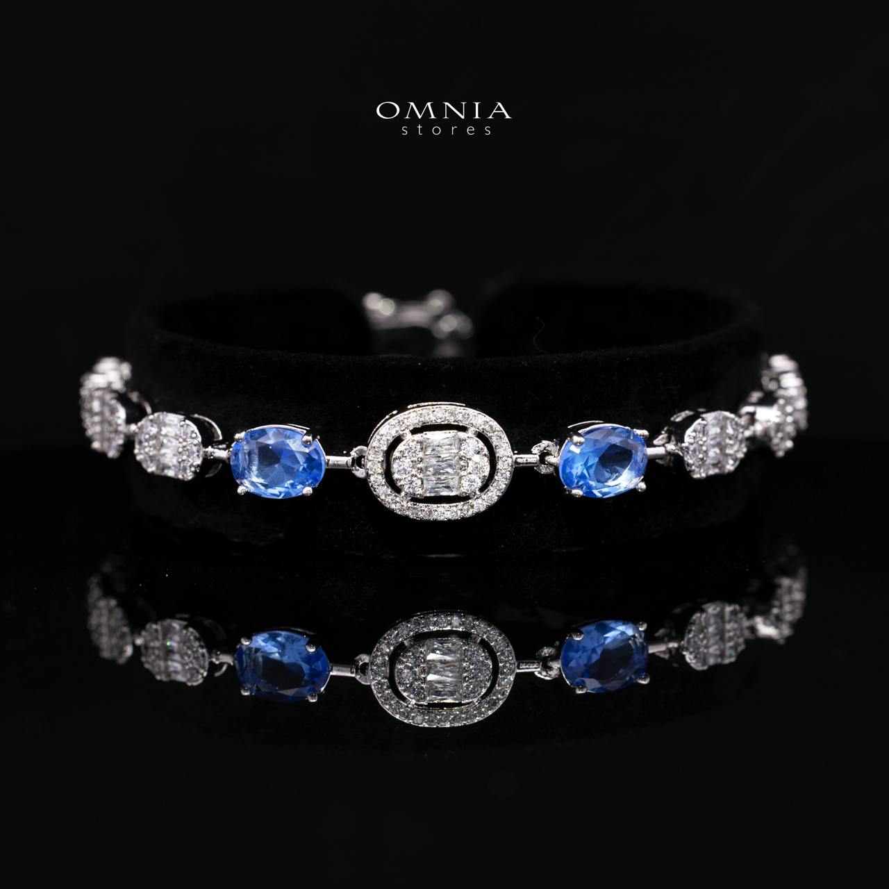 Fairuz Blue Luxury Full Set with Long Chain, High Quality Premium Zircon Stones & Rhodium Plated Finish - OMNIASTORES KSA
