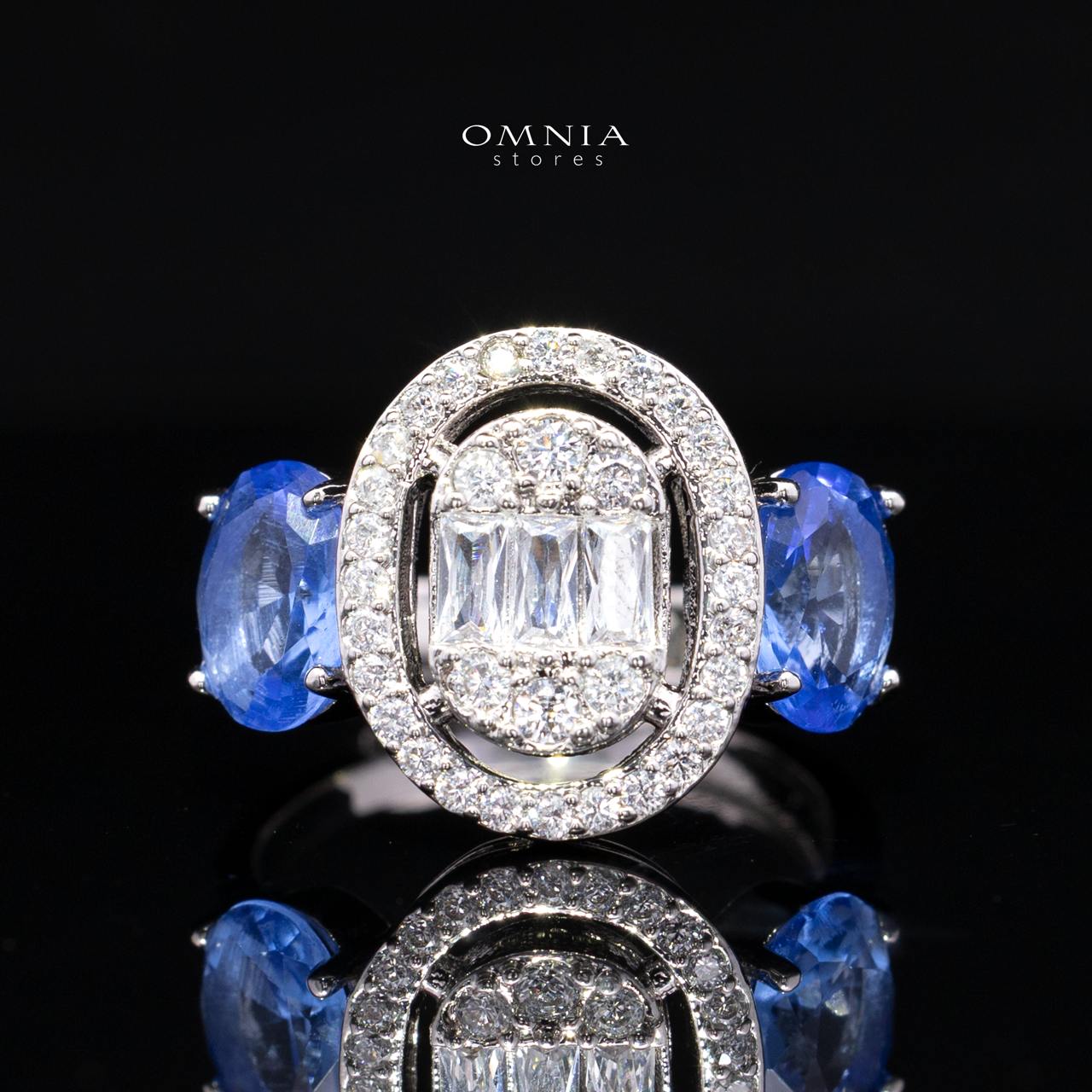 Fairuz Blue Luxury Full Set with Long Chain, High Quality Premium Zircon Stones & Rhodium Plated Finish - OMNIASTORES KSA