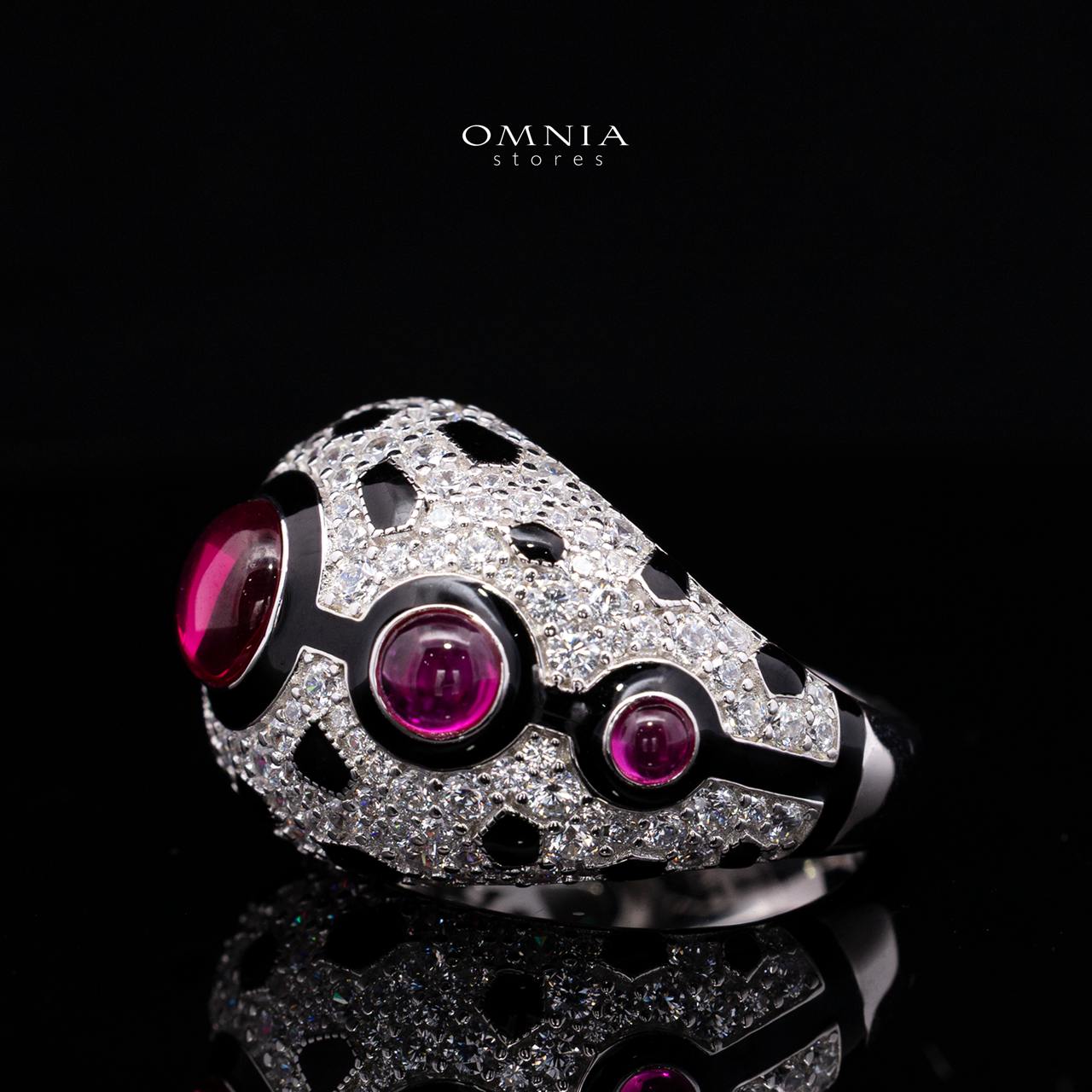 Velanora Ruby Red Ring with High-Quality Premium Simulated Diamonds in 925 Sterling Silver