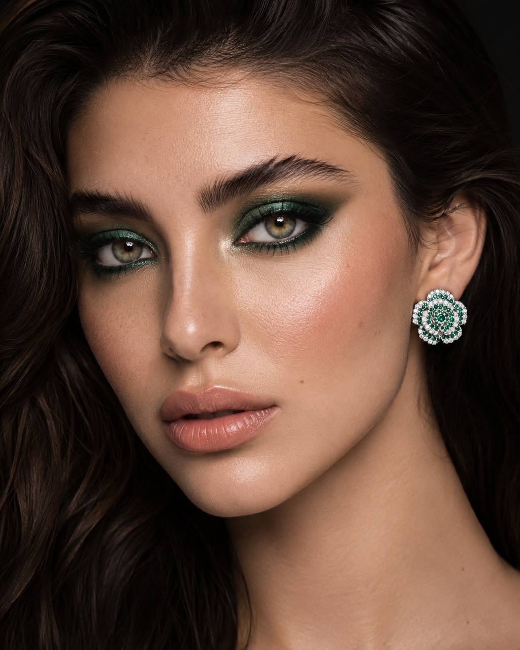 Safiyah Green Rose Stud Earrings 925 Sterling Silver | Premium Brilliant-Cut Simulated Diamonds - OMNIASTORES KSA