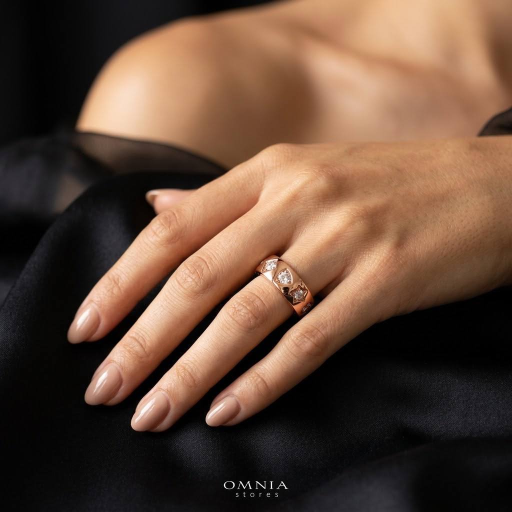 Janna Rose Gold Ring in 925 Silver with Premium Simulated Diamonds - OMNIASTORES KSA