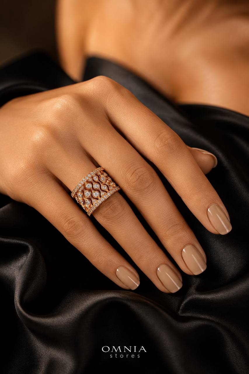 Novaria Gold Ring with High-Quality Premium Simulated Diamonds in 925 Sterling Silver - OMNIASTORES KSA