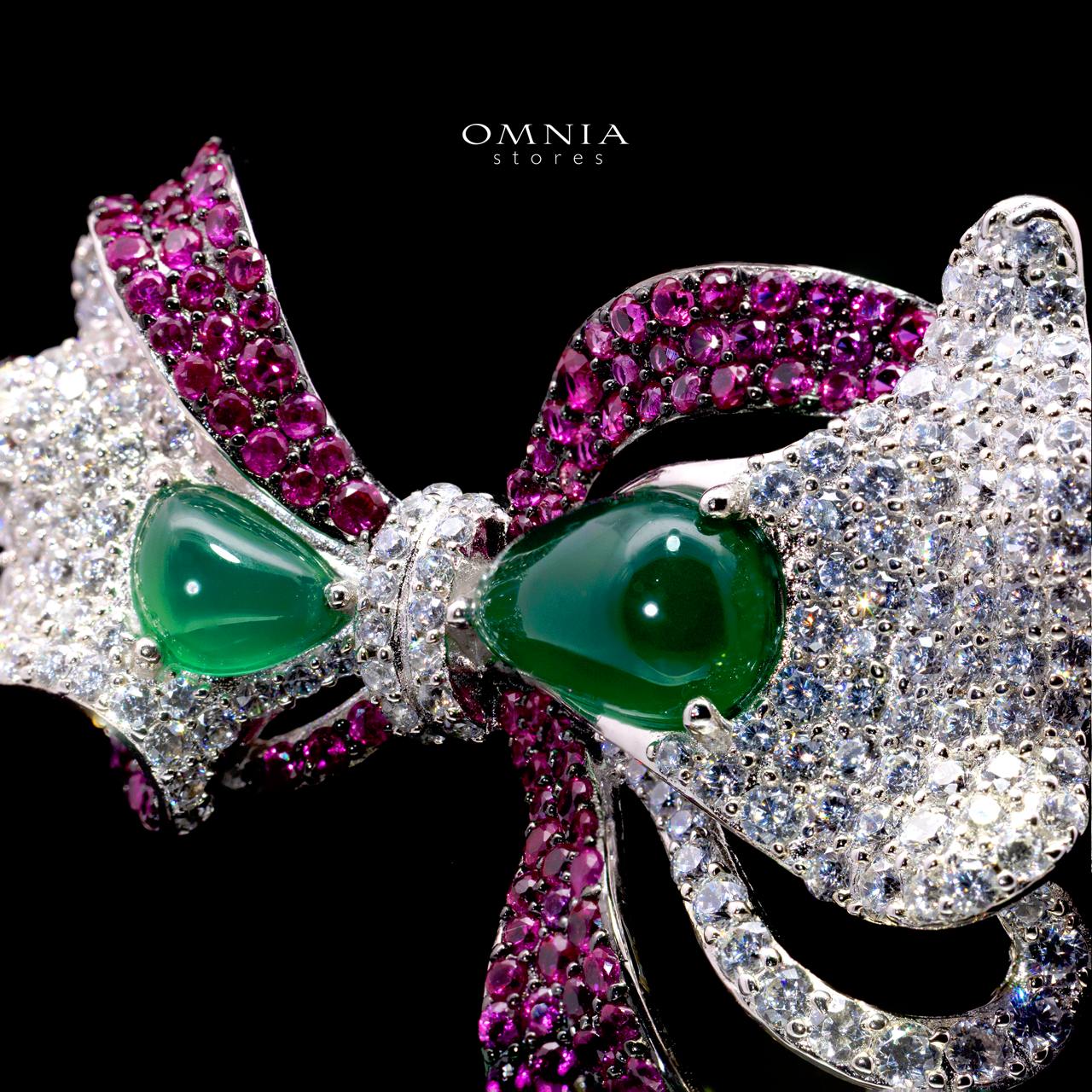 Jamie Bow Brooch with High-Quality Simulated Diamonds in 925 Sterling Silver
