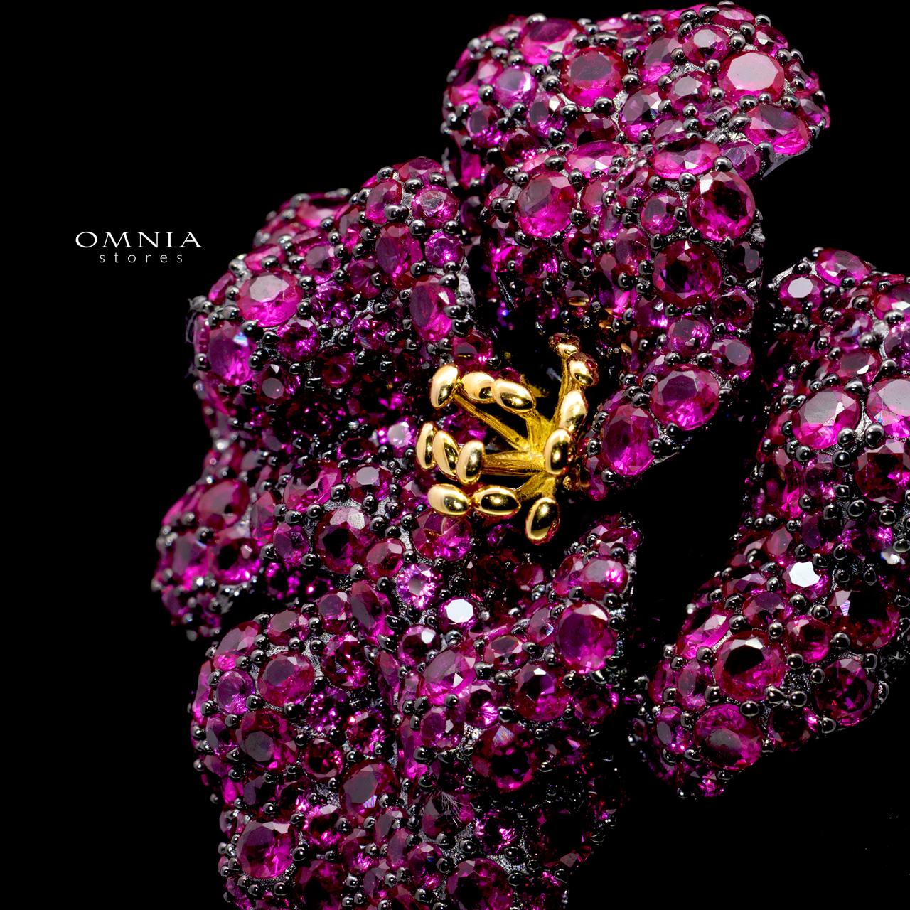 Birgitta Ruby Red Brooch with High-Quality Simulated Diamonds in 925 Sterling Silver