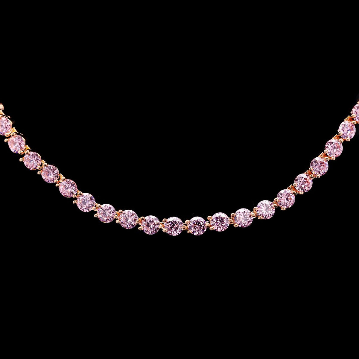 Fatinah Pink Premium Rhodium-Plated Alloy Necklace with High-Quality Simulated Diamonds