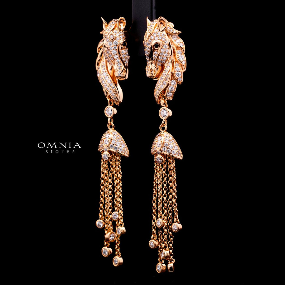 Agatha Rose Gold Premium Rhodium-Plated Alloy Earrings with High-Quality Simulated Diamonds