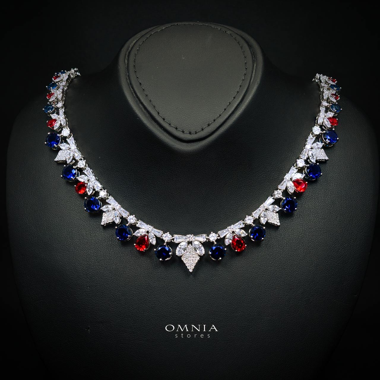 Vionna Multicolor Luxury Bridal Full Set with High-Quality Simulated Diamonds and Rhodium Plating