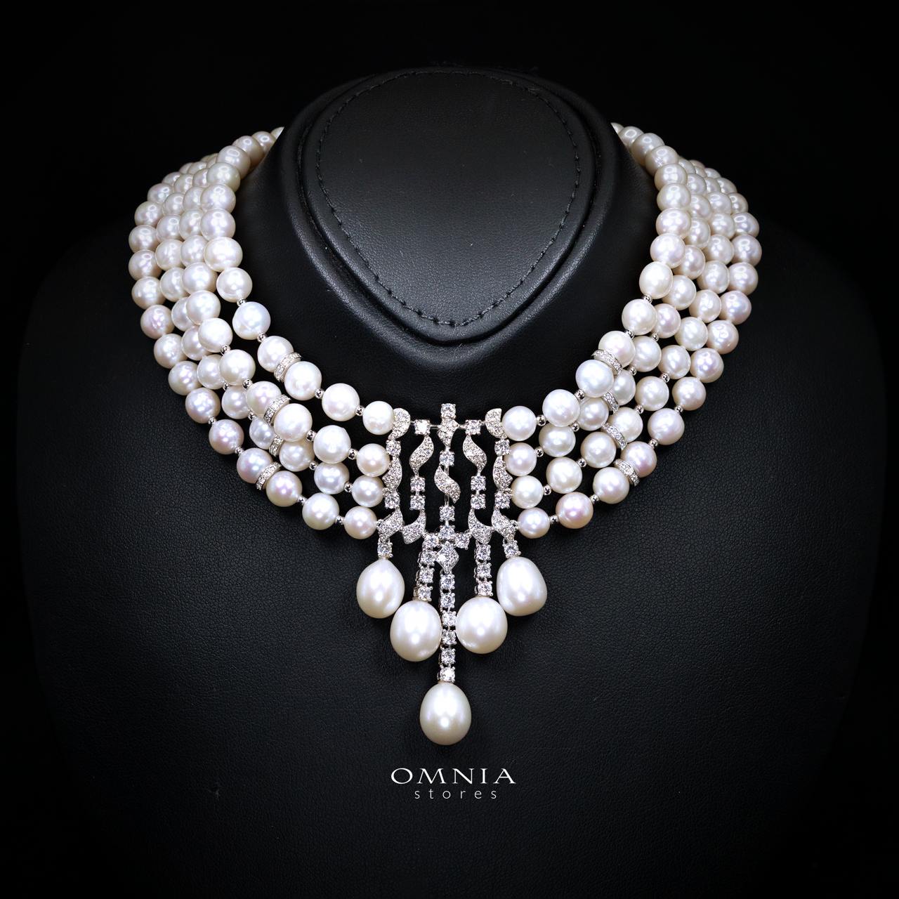 Omnia Behati Fresh Real Water Pearl Set In 925 Silver High Quality Simulated diamonds - OMNIASTORES KSA