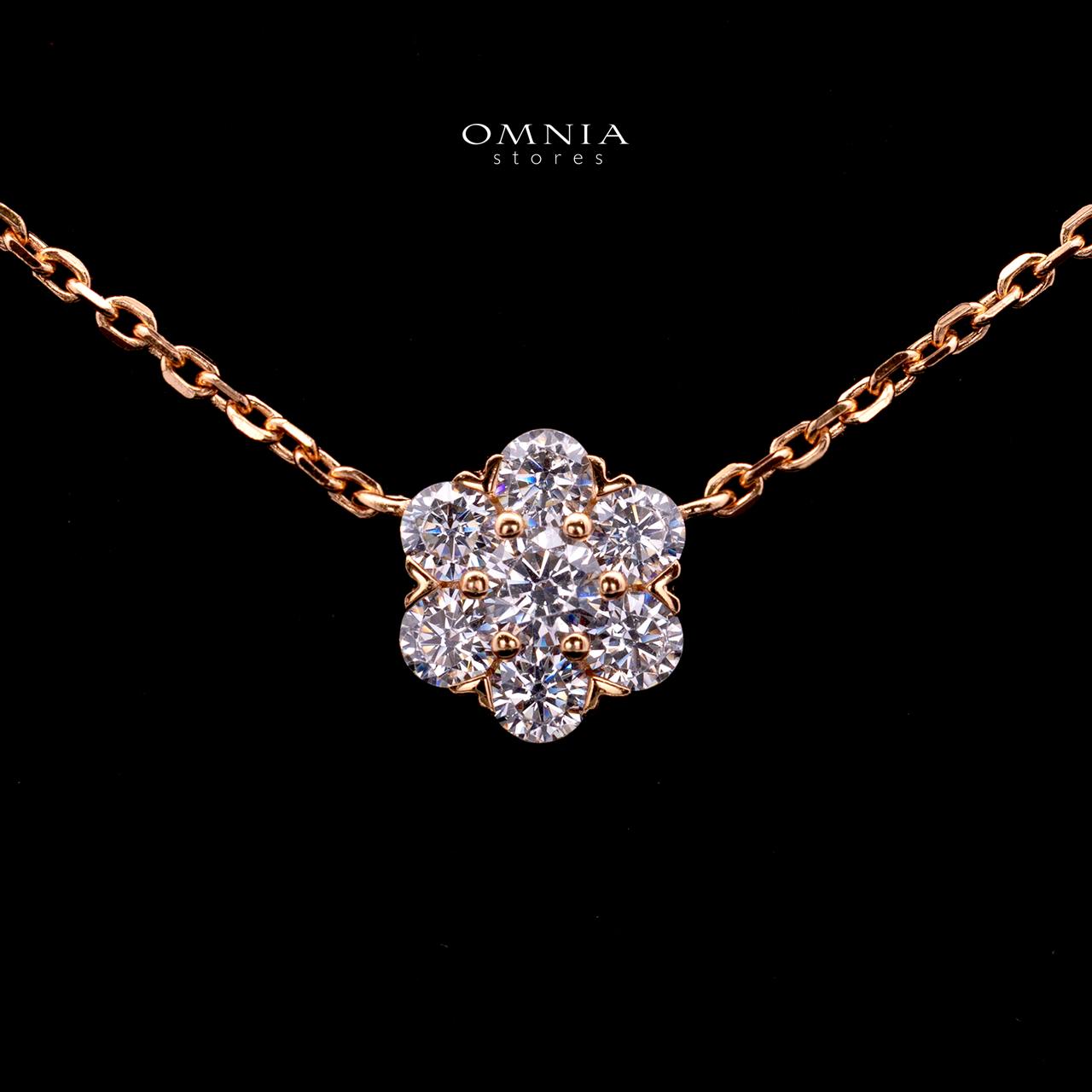Elsie Rose Gold Floral Necklace with Certified Premium Simulated Diamonds in 925 Sterling Silver - OMNIASTORES KSA