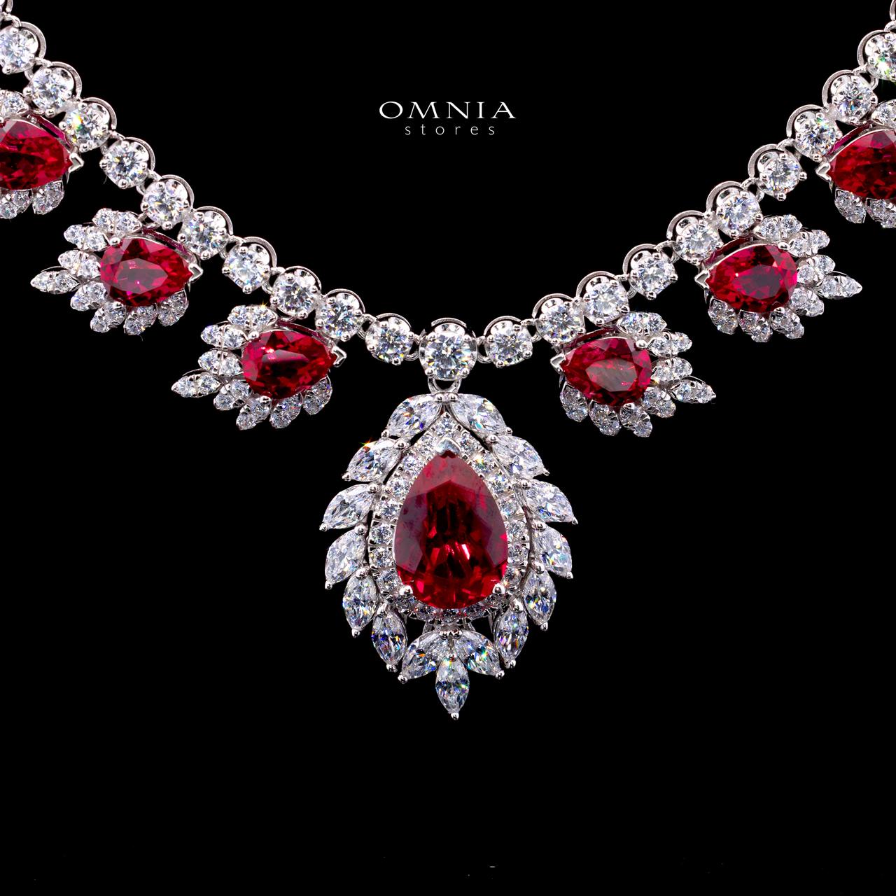 Carolina Lab-Grown Red Ruby Necklace with GRC Certificate in 925 Sterling Silver