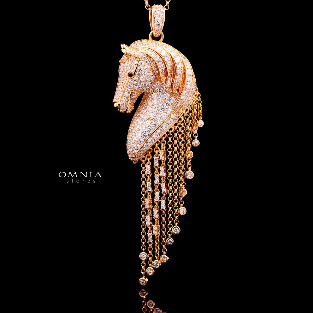 Agatha Rose Gold Premium Rhodium-Plated Alloy Necklace with High-Quality Simulated Diamonds