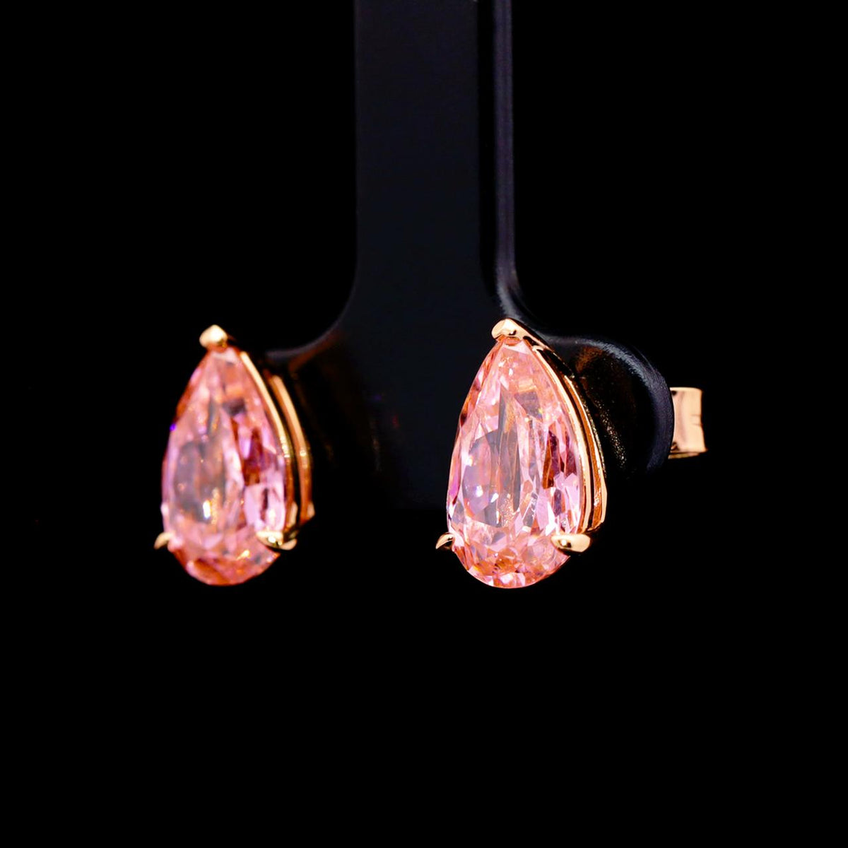 Reem Pink Earrings with Certificate | Simulated Diamonds in Rose Gold-Plated 925 Sterling Silver